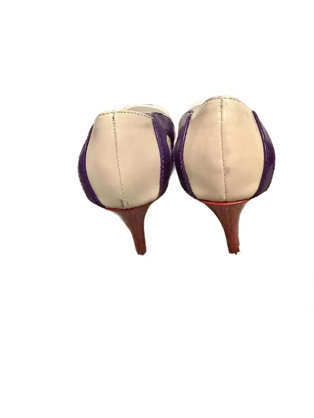 Guess Women's Purple and Beige High Heel Peep Toe Pumps Size 6